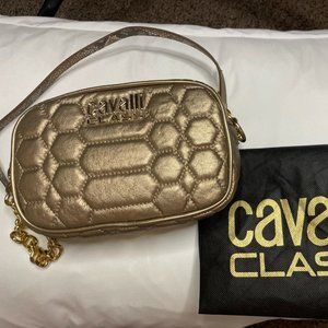Quilted Metallic Pvc/Leather Cross Body Bag